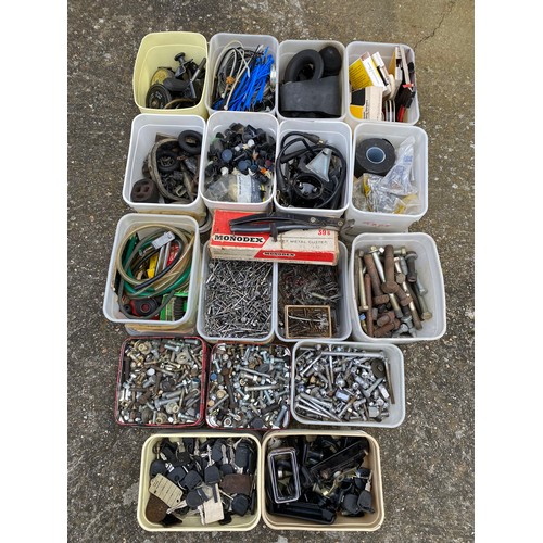 248 - A large quantity of vintage and retro car parts including bolts, bumper bolts, car pop rivets, car k... 