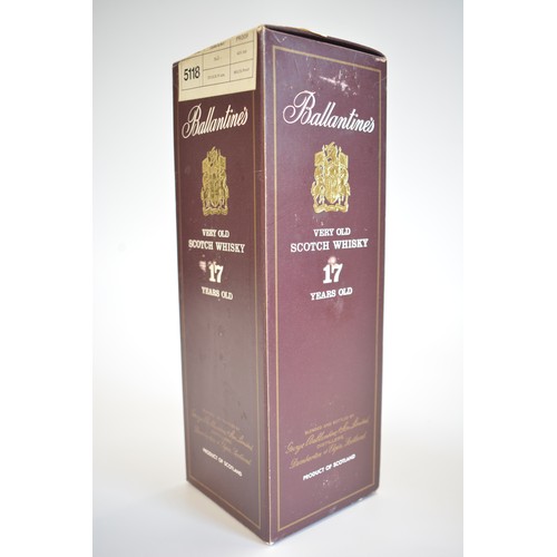 21 - One Sealed bt.  Boxed Ballantines 17 years old whisky, 1980s. One bt. Ballantine's Finest whisky, 26... 