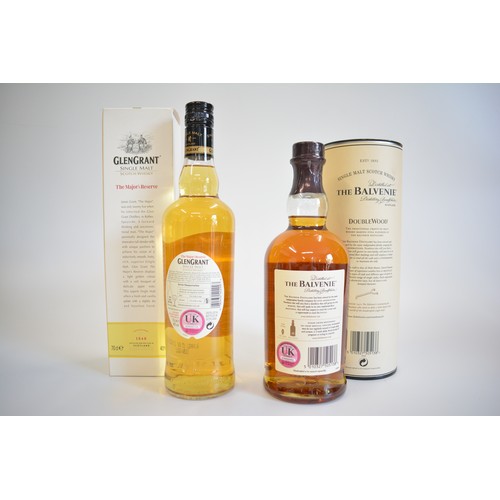 22 - One Boxed bt. Glen Grant, The Major's Reserve. One Tubed bt. The Balvenie DoubleWood, 12 years