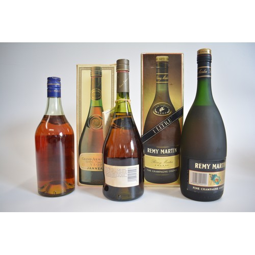 25 - One Litre Boxed Remy Martin VSOP Cognac, 43% 1990s. One Boxed bt. Grand Armagnac VSOP Janneau, 70cl,... 