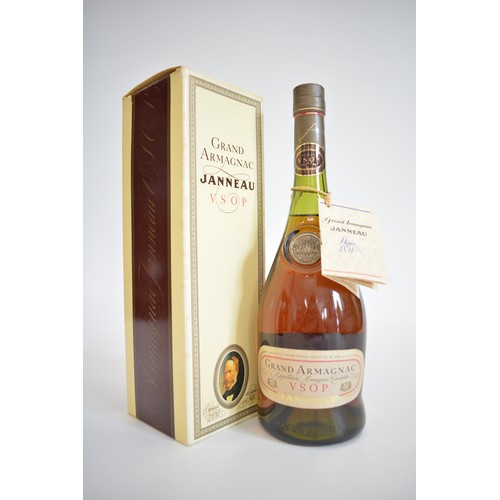 25 - One Litre Boxed Remy Martin VSOP Cognac, 43% 1990s. One Boxed bt. Grand Armagnac VSOP Janneau, 70cl,... 