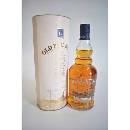 26 - One bt. Tubed Old Pulteney 12 years Malt. One Litre Tubed Glen Morven Islay Malt, 43%, 1990s.