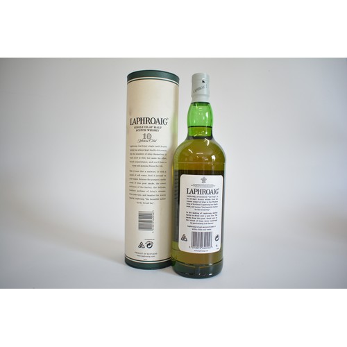 27 - One Tubed Litre bt. Laphroaig 10-year-old Post Royal Warrant, 1990s.