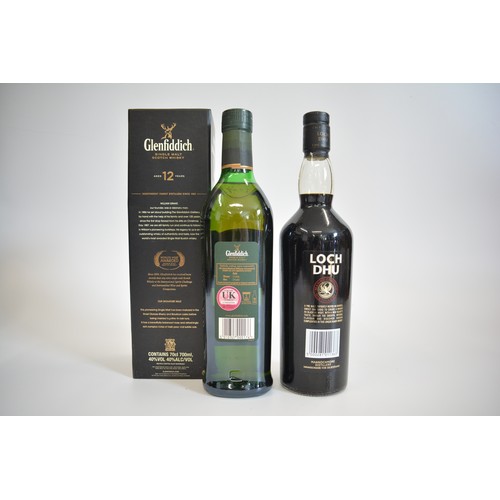 132 - One bt. Glenfiddich Our Signature Malt aged 12 years. One bt. Lock Dhu The Black Whisky Single Malt ... 