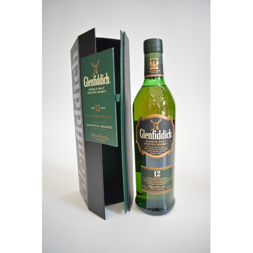 132 - One bt. Glenfiddich Our Signature Malt aged 12 years. One bt. Lock Dhu The Black Whisky Single Malt ... 