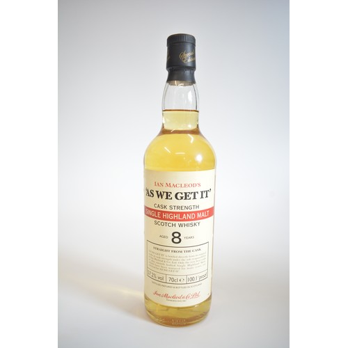 135 - One bt Ian Macleod's As We Get It Cask Strength,aged 8 years, 70cl,57.2 vol,100.1 proof.One bt. Glen... 