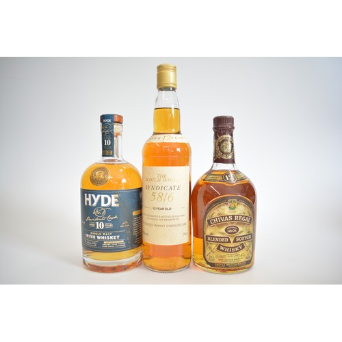 136 - One bt. The Scotch Syndicate 58/6 12 years old, 70cl, 40%. One bt. Hyde Irish Whiskey aged 10 years,... 