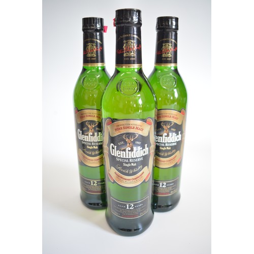 144 - Three Tubed Glenfiddich Special Reserve aged 12 years, 70cl, 40%, 1990s.