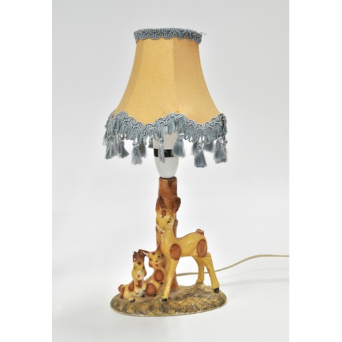 59 - Plaster/Chalkware Retro Disney Bambi, Lady and the Tramp novelty lamps with shades