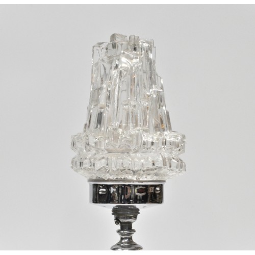 60 - Art Deco style Chromed table lamp with glass shade