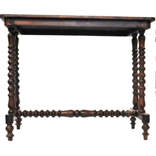 65 - Antique hall/console table with bobbin turned legs and support, decorative butterflies and flowers t... 