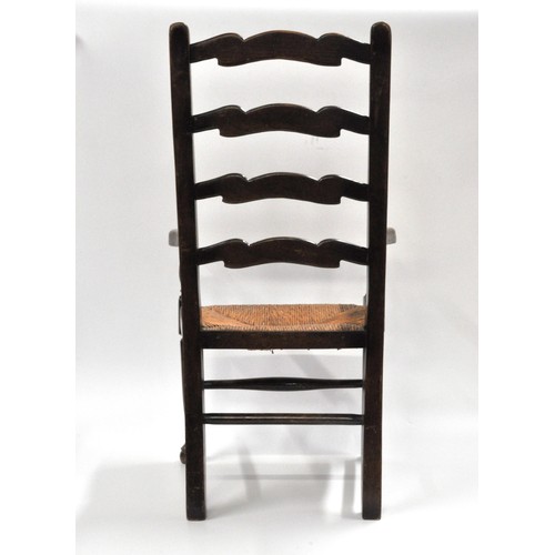 70 - Child's Ladderback oak chair with reeded base, height 76cms, width 42cms