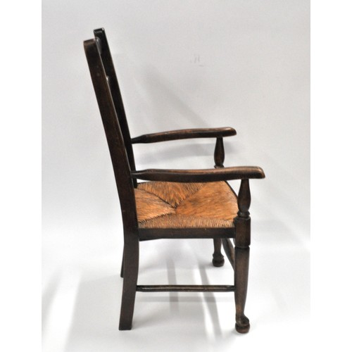 70 - Child's Ladderback oak chair with reeded base, height 76cms, width 42cms