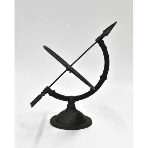 71 - Cast iron Armillary sundial and metal large spider, in weathered condition