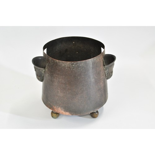 75 - Antique cauldron on ball feet, approx H30cm