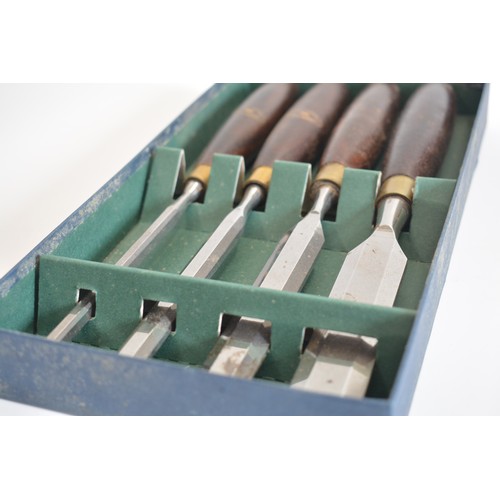 79 - Box of hand made chisels by Crown Tools together with honing stones