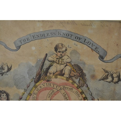 111 - George III Valentines card 'The Endless Knot of Love' Inscribed to verso 'To Miss Mary Lowemore 4 Fe... 