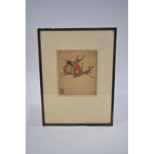 117 - Dorsey Potter Tyson (American 1891-1969) Ox cart drypoint in colours. 2.12.1932, signed and number 1... 