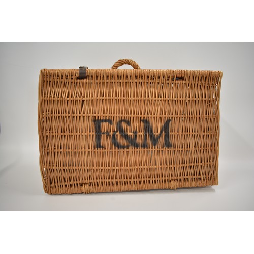 127 - Fortnum & Mason wicker hamper with x6 Babycham glasses