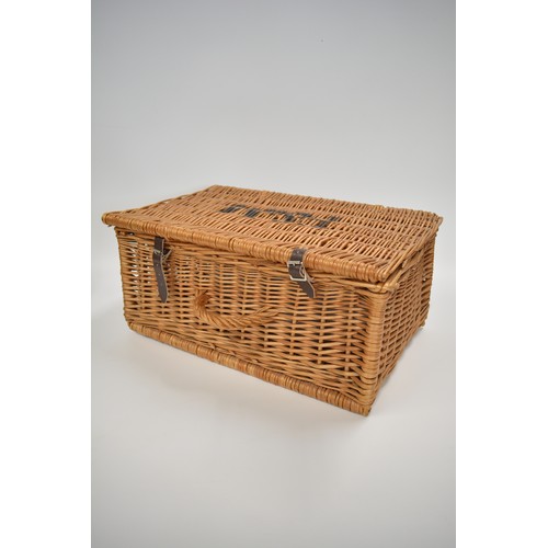 127 - Fortnum & Mason wicker hamper with x6 Babycham glasses