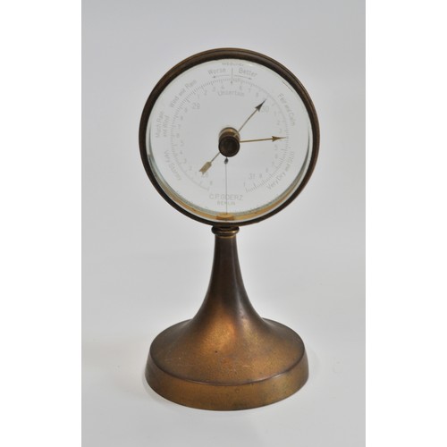 123 - Antique Barometer by C.P. Goerz Berlin, serial no 25675 to base together with woven bound brass tele... 