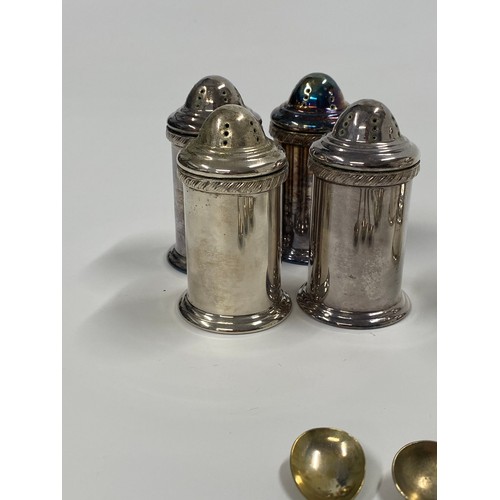 231 - Mappin & Webb cruets, salt and peppers, and Salt / Pepper mills marked Peugeot Freres to underside