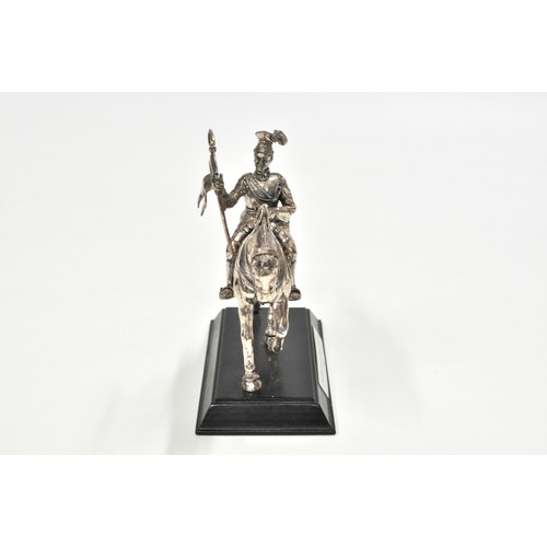 240 - White metal/pewter figure of Calvary figure on stand, plaque reads '21st (Empress of India's) Lancer... 