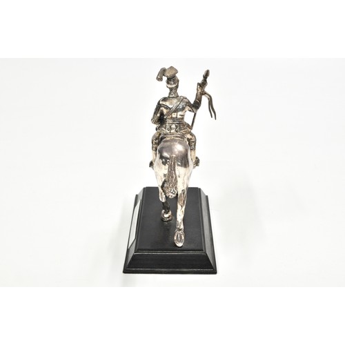 240 - White metal/pewter figure of Calvary figure on stand, plaque reads '21st (Empress of India's) Lancer... 