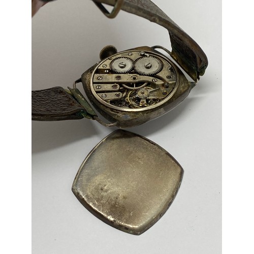 258 - WW1 silver cased watch, Swiss mechanism, stamped 925, maker mark S.D. No. 13463. untested.