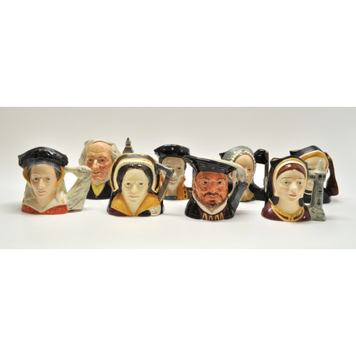 259 - Royal Doulton Henry VIII and his 6 wives character jugs together with John Doulton exclusive collect... 