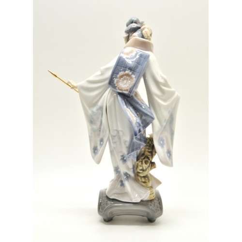 261 - Lladro Teruko 'Geisha girl' with flowers, Approx H29 cms. 1983. AF - had repairs