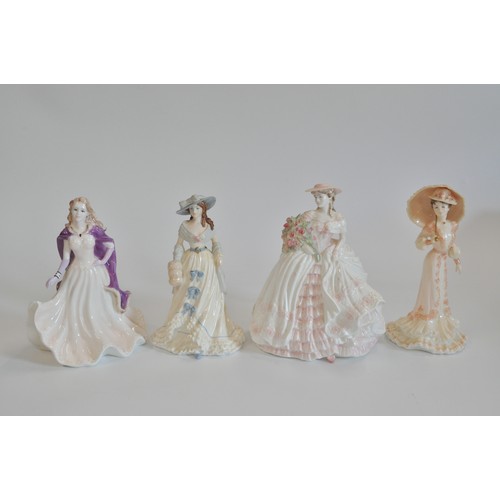 267 - A group of Coalport ladies in elegant attire, to also include  Royal Worcester 'The Masquerade Begin... 