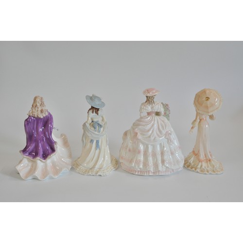 267 - A group of Coalport ladies in elegant attire, to also include  Royal Worcester 'The Masquerade Begin... 