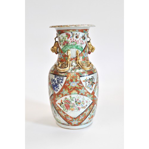 274 - Antique Chinese Canton vase, decorated panels of fauna, birds and insects, shoulders with gilt drago... 