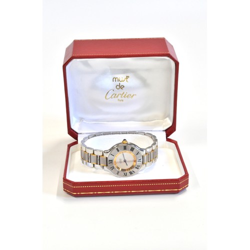 279 - Must de Cartier wrist watch with original box, 1330 PL121731, with spare link and international guar... 