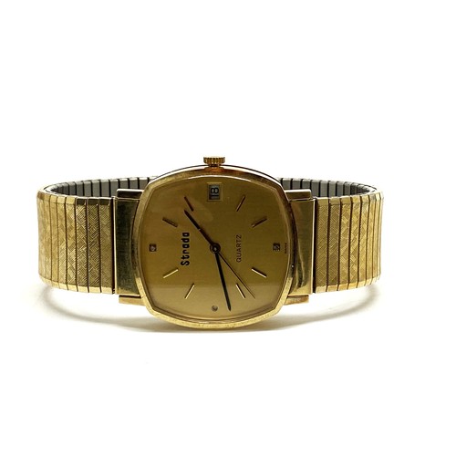 281 - Strada 9ct yellow gold cased wristwatch, hallmarked to inside of case.