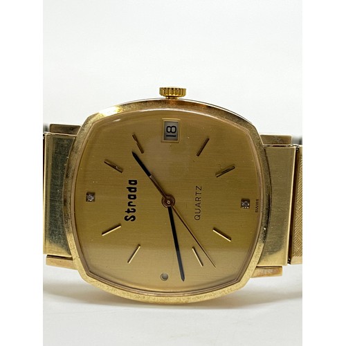 281 - Strada 9ct yellow gold cased wristwatch, hallmarked to inside of case.