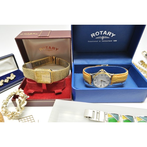 283 - Mixed watches and costume jewellery, including Rotary, Le Chat, plus Attwood collection butterfly br... 