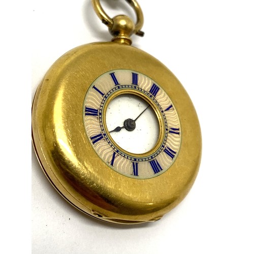 285 - Small half hunter 18k pocket watch, case marked H.S.H, serial no. 83629. Total gross weight approx 3... 