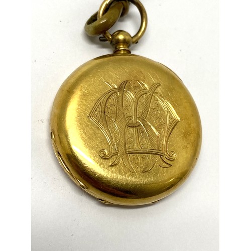 285 - Small half hunter 18k pocket watch, case marked H.S.H, serial no. 83629. Total gross weight approx 3... 