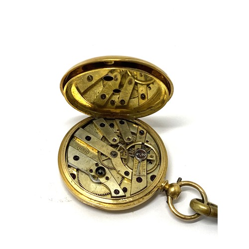 285 - Small half hunter 18k pocket watch, case marked H.S.H, serial no. 83629. Total gross weight approx 3... 