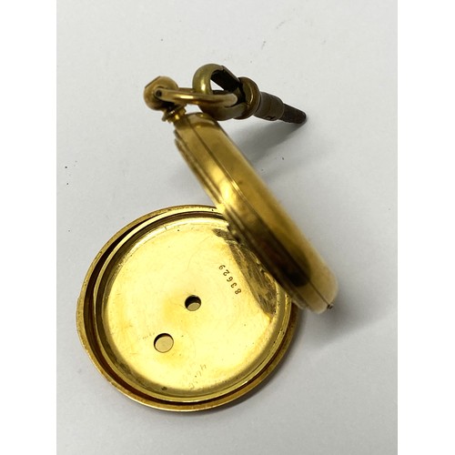 285 - Small half hunter 18k pocket watch, case marked H.S.H, serial no. 83629. Total gross weight approx 3... 