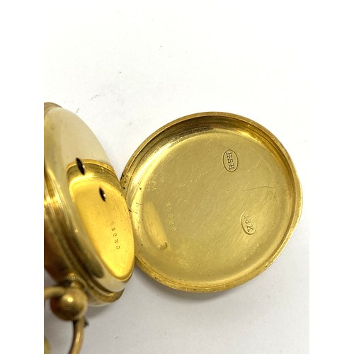 285 - Small half hunter 18k pocket watch, case marked H.S.H, serial no. 83629. Total gross weight approx 3... 