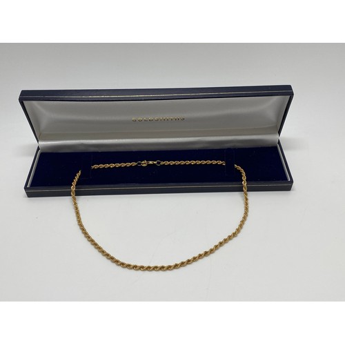 322 - 9ct yellow gold rope chain, approx gross weight 14.4gms, chain length 16''