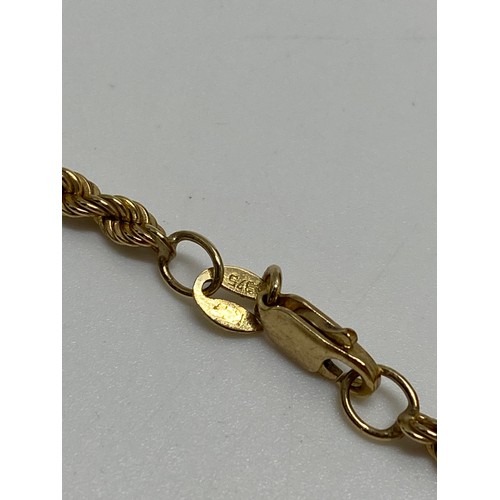 322 - 9ct yellow gold rope chain, approx gross weight 14.4gms, chain length 16''