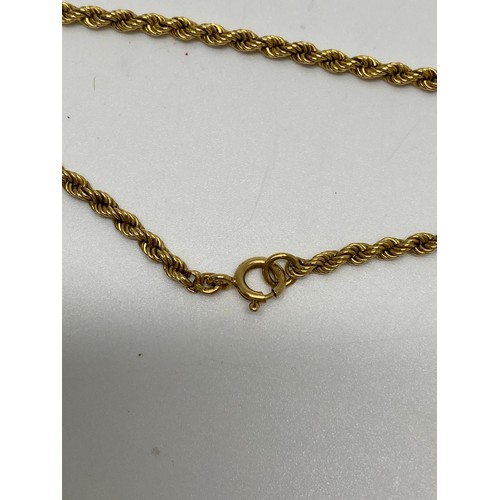 323 - Yellow gold rope chain necklace, stamped 750, approx length 24'' approx gross weight 24.45 gms