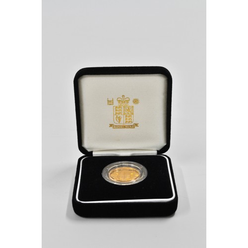 340 - Royal Mint 2002 UK 22ct Gold Proof Sovereign, commemorating The Queen's Golden Jubilee, with Certifi... 