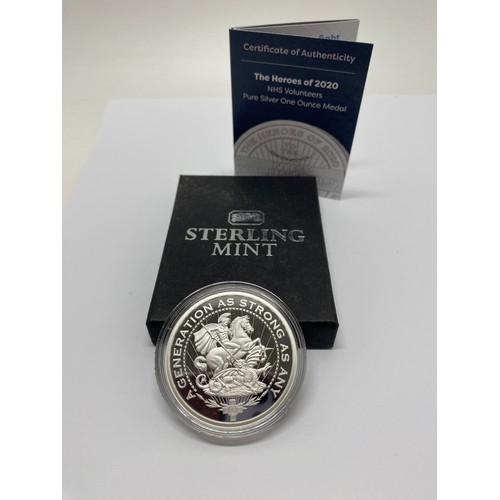 335 - Stirling Mint The Heroes of 2020 to the NHS Volunteers of Britain silver 999 one ounce coin, boxed w... 