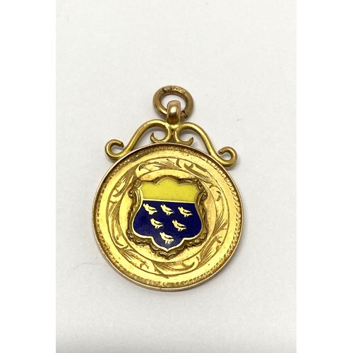 341 - 9ct gold medallion hallmarked Birmingham, approx gross weight 4.3 gms. AF - glue to back