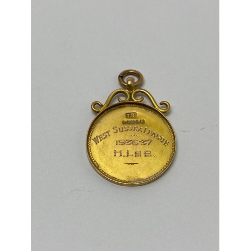 341 - 9ct gold medallion hallmarked Birmingham, approx gross weight 4.3 gms. AF - glue to back